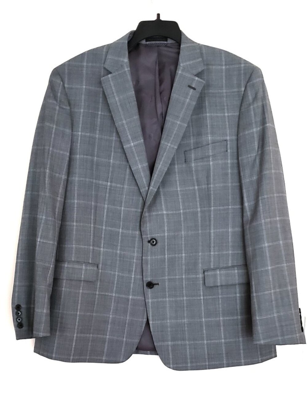 Lauren Ralph Lauren Mens Size 46L Gray Plaid Wool Blend Blazer Sport Jacket Coat